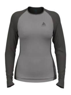 Ondershirt Odlo Women Bl Top Crew Neck L/S Natural Performance Grey Melange Dark Grey Melange