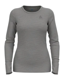 Ondershirt Odlo Women Bl Top Crew Neck L/S Merino 200 Odlo Steel Grey Melange