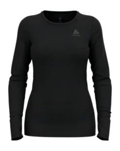 Ondershirt Odlo Women Bl Top Crew Neck L/S Merino 200 Black
