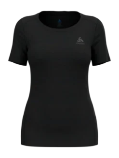 Ondershirt Odlo Women Bl Top Crew Neck S/S Merino 200 Black
