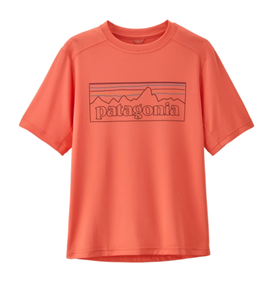 T-Shirt Patagonia Kids Capilene Silkweight P-6 Outline Coho Coral 1 T-Shirt Patagonia Kids Capilene Silkweight P-6 Outline Coho Coral