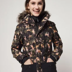 ONeill Ski Jas O'Neill Women Zeolite Jacket Black AOP Yellow -Outdoor Supply-NL 9p5006 9920 model 1