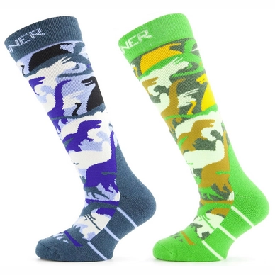 Skisok Sinner Kids Dino Double Pack Blauw 1 Skisok Sinner Kids Dino Double Pack Blauw