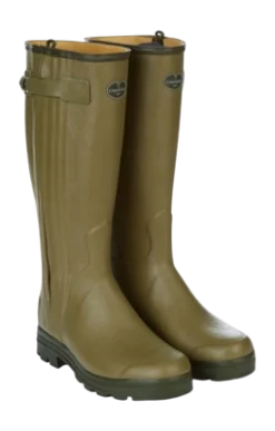 Regenlaars Le Chameau Chasseur Cuir Vert Men